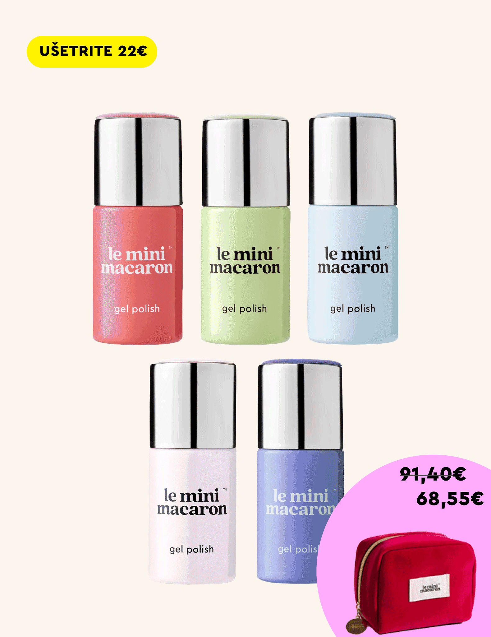 5 Gelových laků + Sametové pouzdro