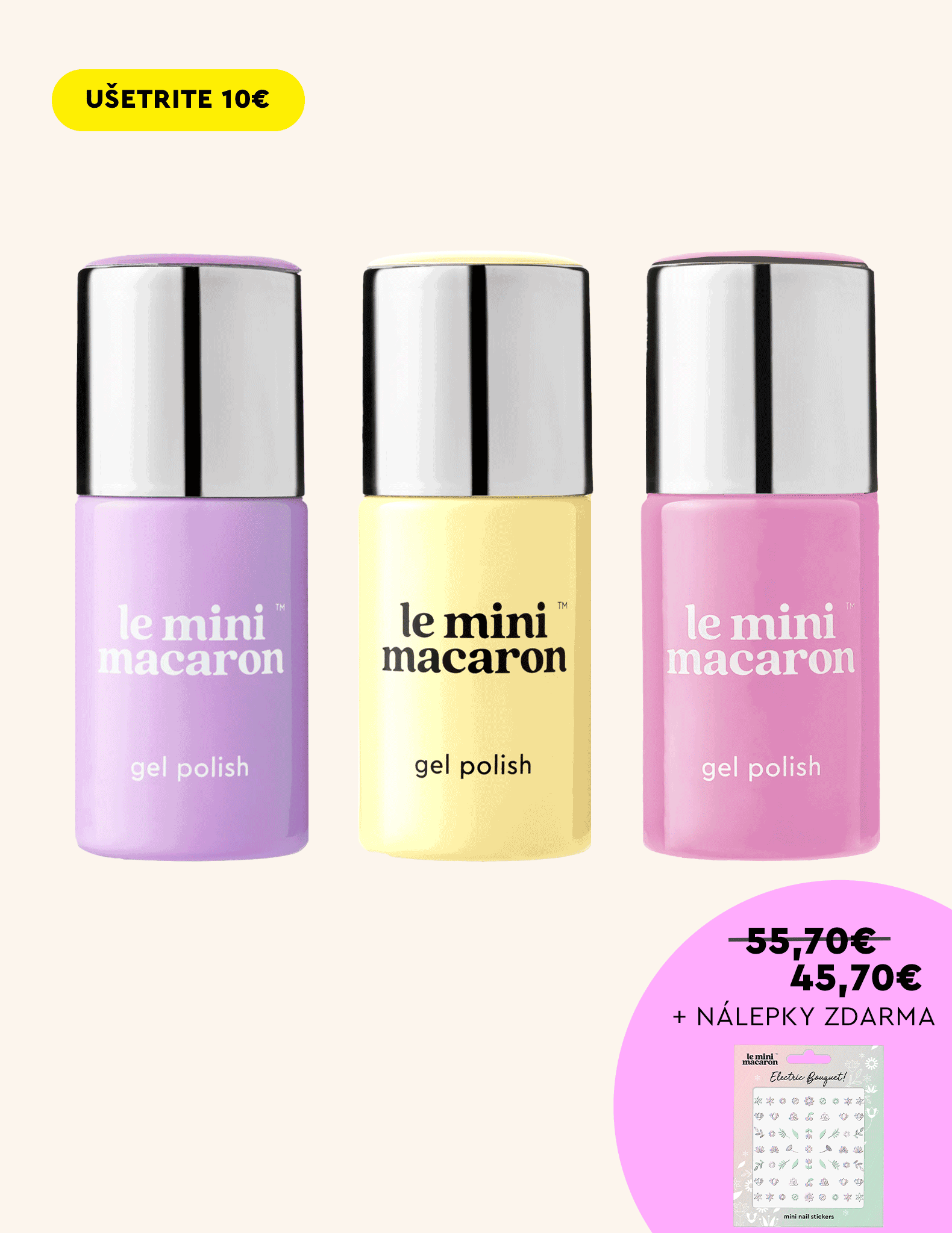 3 Gelové laky + Nálepky